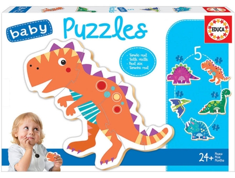 Puzzle EDUCA 5 Baby Puzzles Dinosaurios (Edad Mínima: 2 Años - 3-5 Piezas)