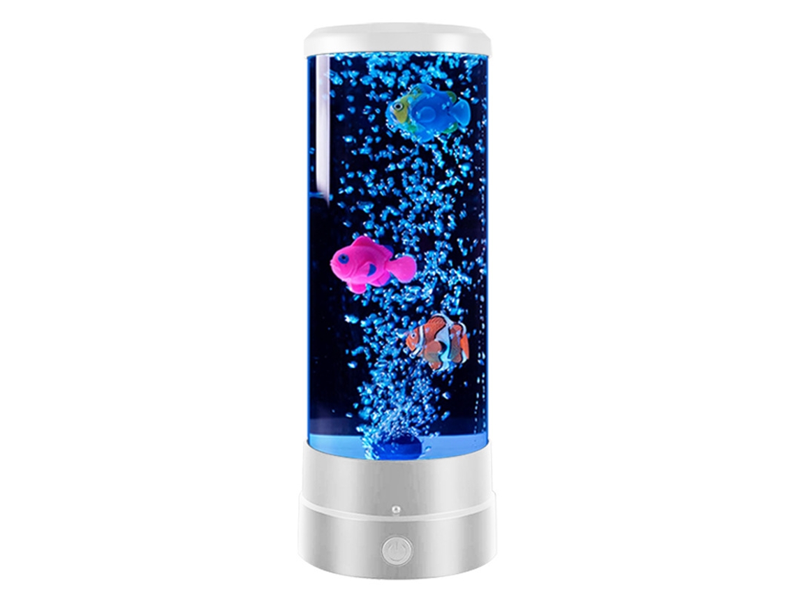 Lámpara De Peces - Luz Led Nocturna Remota Para Acuario Con Peces Realistas Y Burbujas (blanca) Eifson