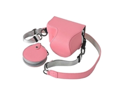 Estuche de cuero sintético texturizado compatible con Sony Zv E10 II con orificio para batería, correa y bolsa para guardar lentes Facpoet