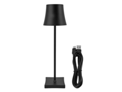 Lámpara De Mesa Regulable Usb Tipo C Ip54 Negra Atenuación Continua 5200mah 3000k Rgb Táctil