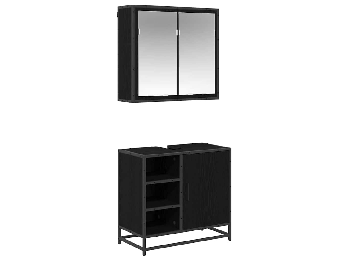 Conjunto de muebles de baño con puerta, 2 piezas, roble negro, MAISON EXCLUSIVE