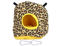 Casita Redonda Y Cálida De Felpa Suave Para Loros Con Estampado De Leopardo.