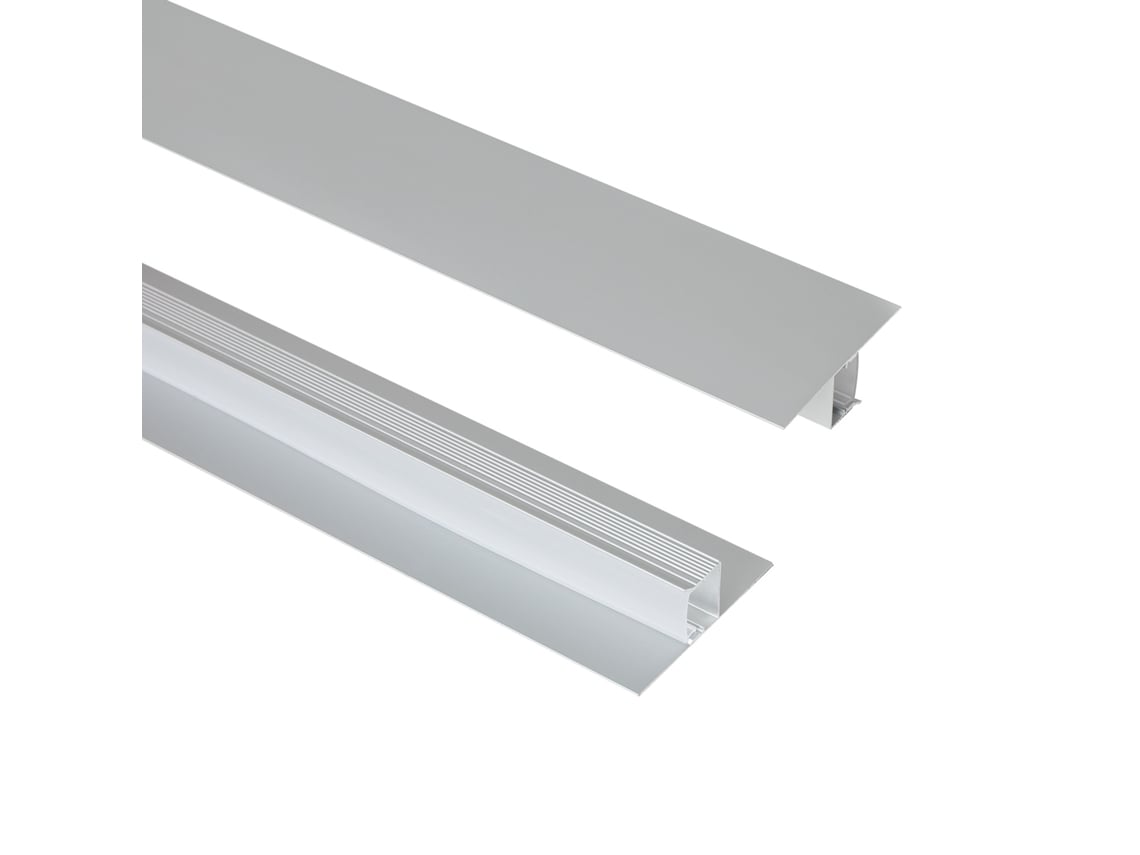 Perfil De Alumínio Integração Em Parede/teto Para Fita Led Até 15 Mm Com Tampa Contínua Alumínio 2 M Semi-transparente
