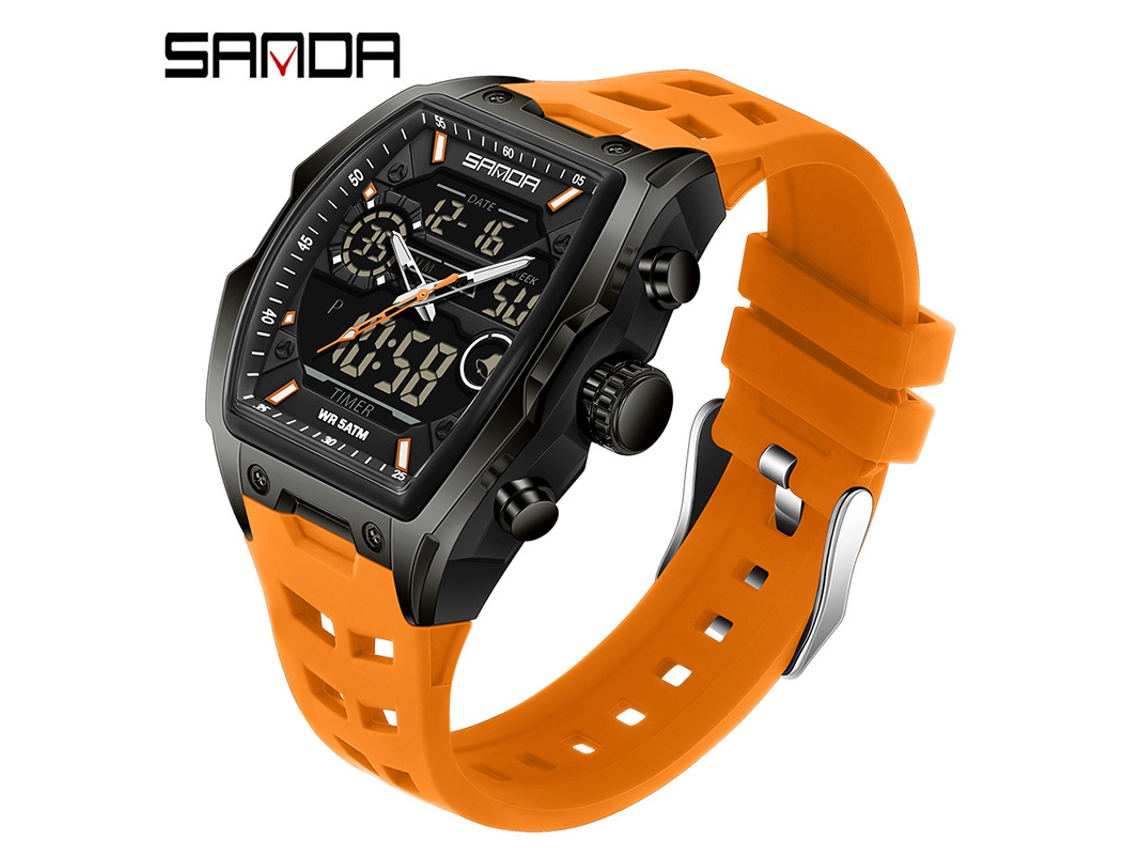 Reloj Electrónico De Moda (naranja) Con Alarma Luminosa E Impermeable