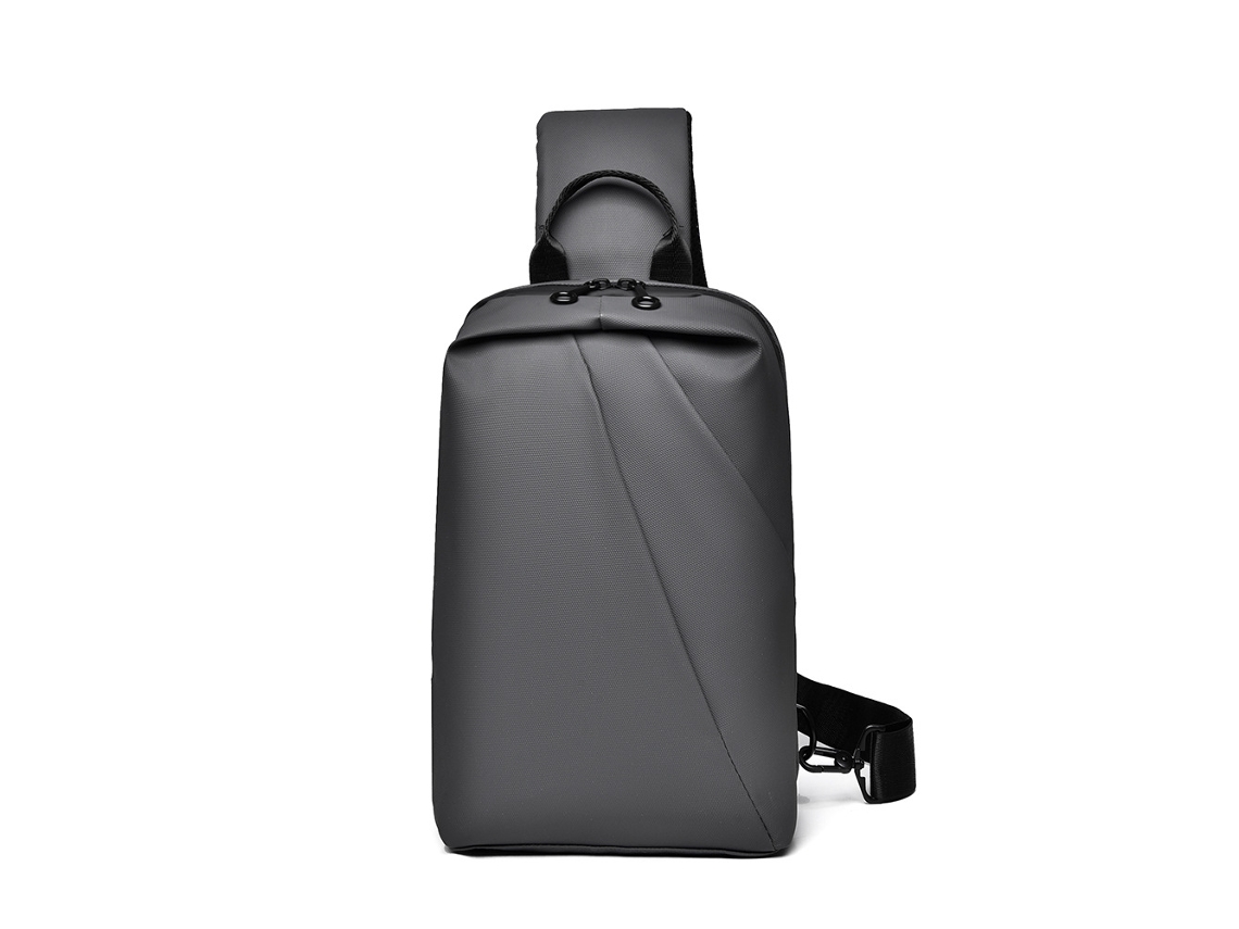 (Gris) Bolso de pecho grande, resistente e impermeable, bolso pequeño de negocios para hombre, bolso cruzado multifuncional