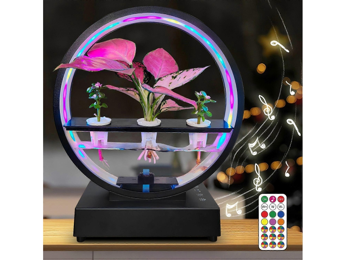Lámpara decorativa RGB para habitación, adorno para el crecimiento de plantas, luz hidropónica, sistema ecológico inalámbrico Bluetooth Chennnls