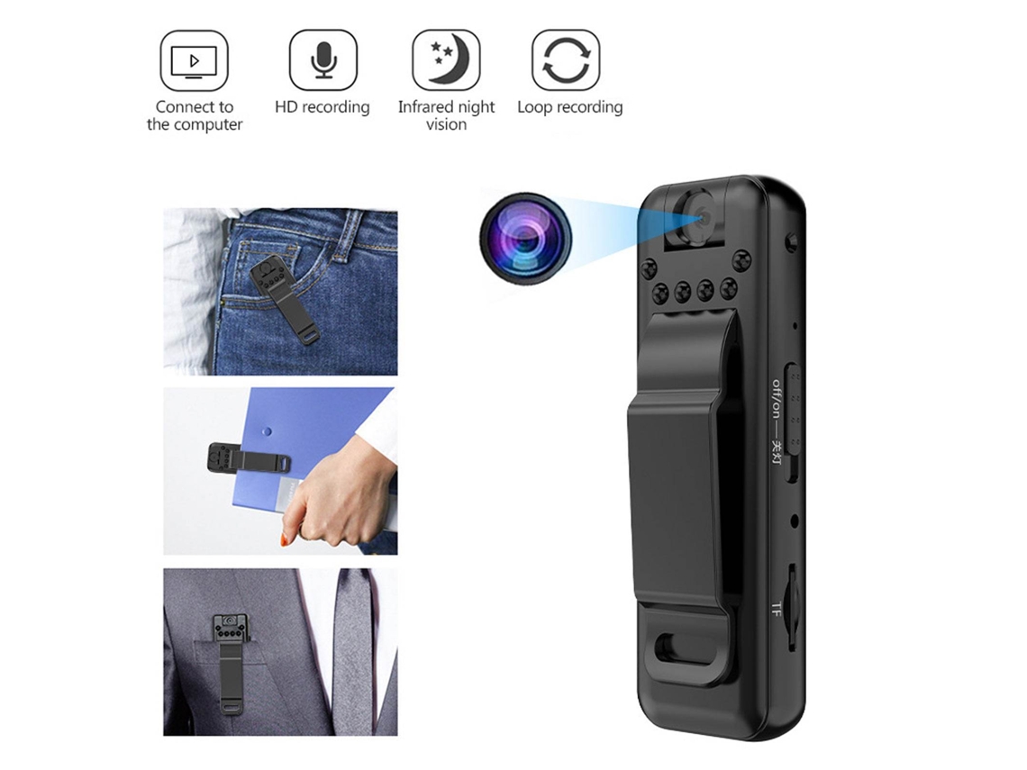 Gravador De Vídeo Portátil Hd Visão Noturna Infravermelha Detecção Móvel Gravação Com Clip Para Reuniões Esportes