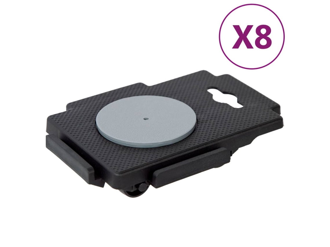 Conjunto 8 Plataformas móviles con 8 ruedas VIDAXL PP negro (150 kg)