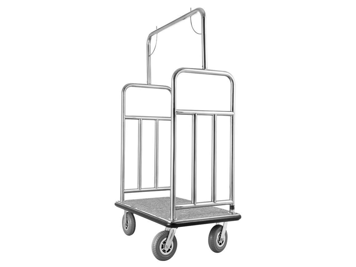 Carro de equipaje de hotel Succebuy con capacidad de 544 kg y ruedas de goma, color plateado