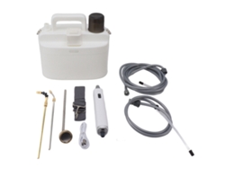 Pulverizador eléctrico de jardín de 5 litros y 2200 mAh con correa blanca.