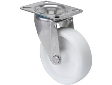 Rueda giratora placa inox.10zvli80-ut poliamix blanco eje liso ALEX