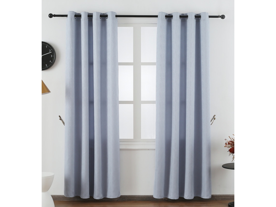 Cortina de tela delicada con estampado de ondas blanco gris 140 x 260 cm - Individual