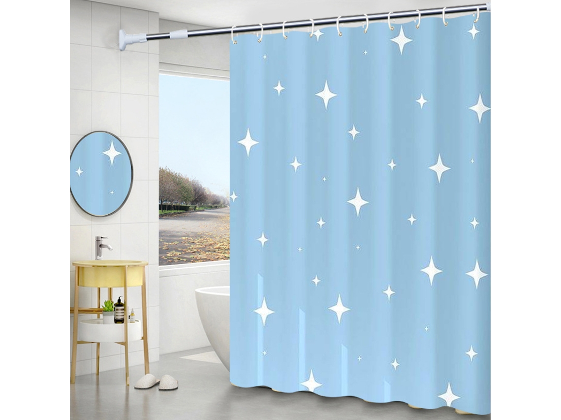 Cortina De Ducha Impermeable Y Antimoho Con Ganchos, Azul/100 X 200 Cm Gertiz
