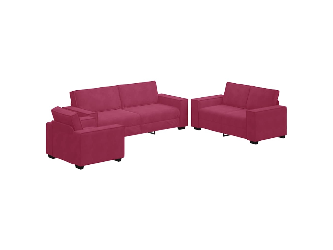 Maison Exclusive - Juego De Sofás Con Cojines 3 Piezas Terciopelo Rojo Tinto