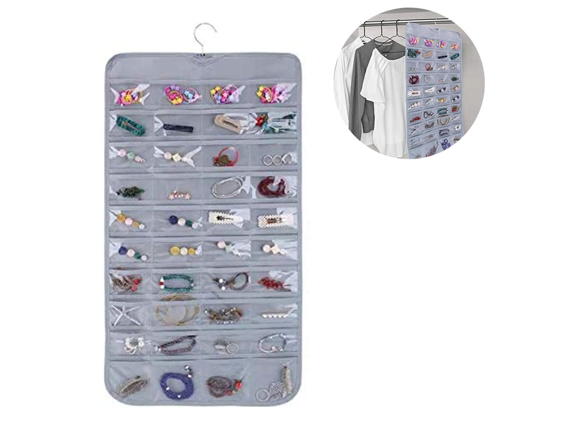 Organizador Joyas Colgar Bolsillos JEIIBRZUI Punto Gris (43x21x0.5cm)