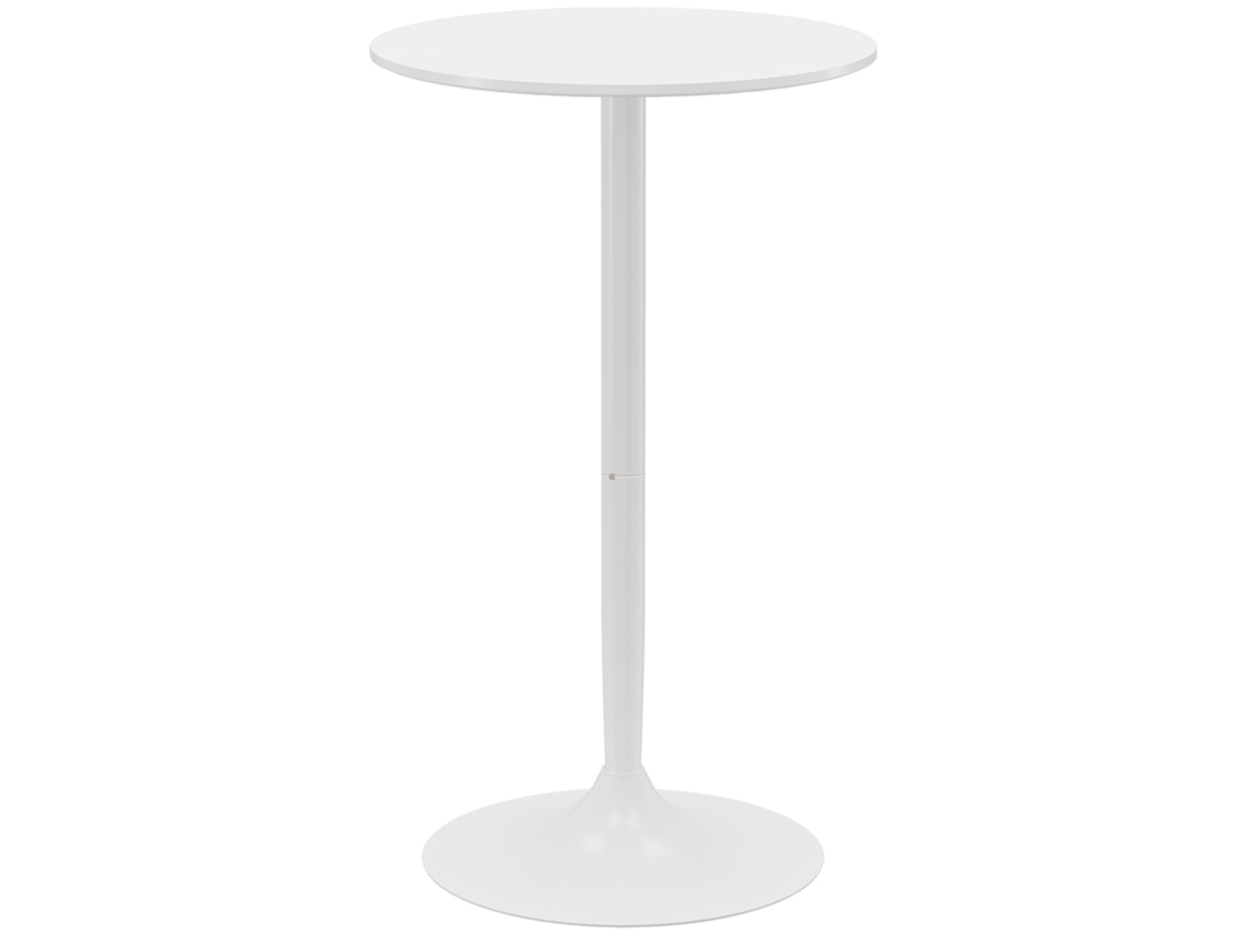 Mesa Redonda De Bar, Diámetro Ajustable De 60 Cm, Color Blanco.