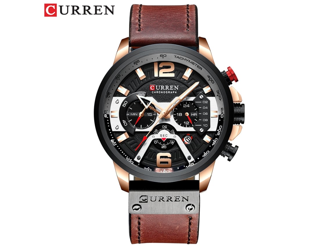 Reloj De Hombre Resistente Al Agua (oro Rosa Y Marrón), Seis Manecillas, Multifuncional, Esfera Grande Y Elegante, Calendario.