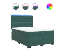 Maison Exclusive - Cama Box Spring Con Colchón Terciopelo Verde Oscuro 140x190 Cm