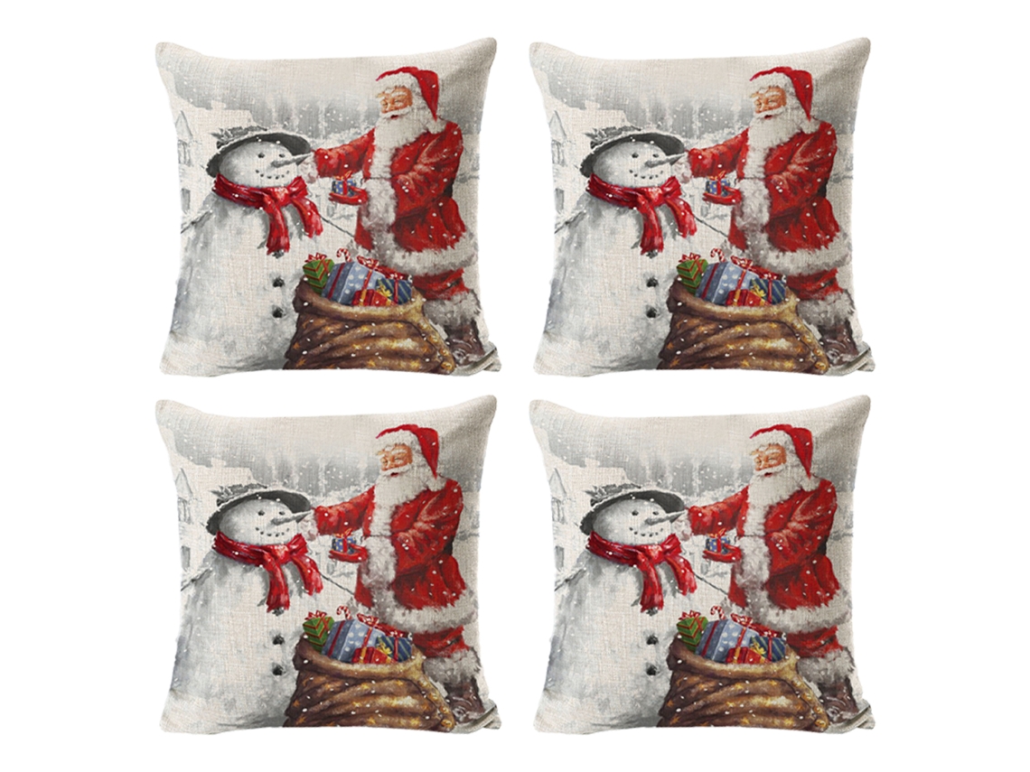 4 fundas de cojines navideños de lino, árbol de Navidad, muñeco de nieve, decoración navideña TRUYUETY