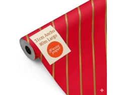 Rollo Papel Regalo Rayas Diagonal Rojo 31cm X 80m Bobina Resistente Eventos Comercios - Fp Fiesta Paper
