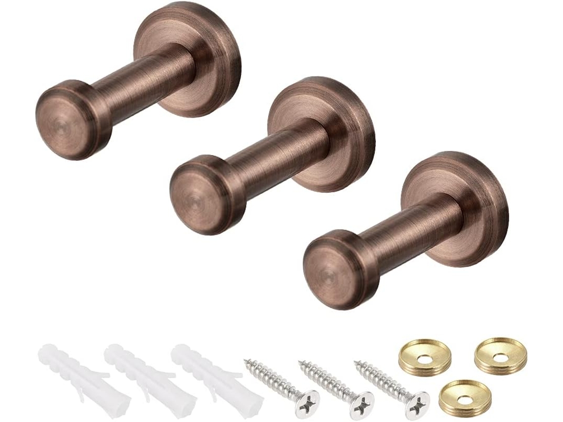 3 Ganchos De Pared, Para Toallas, Para Abrigos De Tono Cobre Cepillado