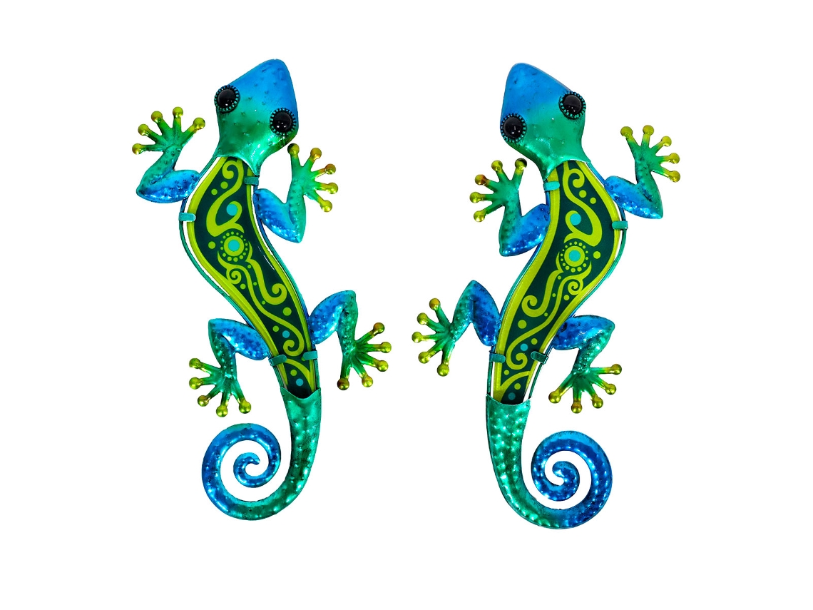 Signes Grimalt BY SIGRIS - Adorno Lagarto Pack 2 Unidades Adorno Pared Jardin Verde - 1x14x30 cm