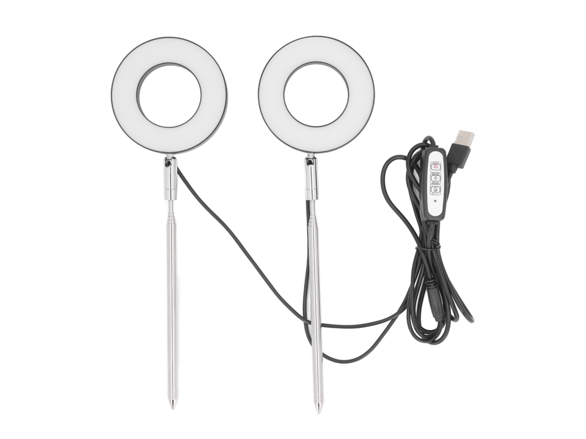 Luz De Cultivo Led Anular Espectral Completa 2 Cabezas Regulable Con Temporizador Para Plantas Suculentas