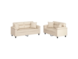 Maison Exclusive - Juego De Sofás Con Cojines 2 Piezas Tela Microfibra Beige