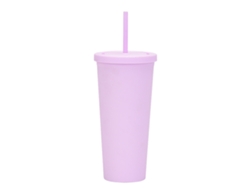 Taza de consumición plástica reutilizable de la taza de la agua fría 700ml con la capa doble del color sólido de la tapa y de la paja JEIIBRZUI