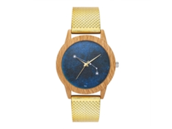 Reloj De Pulsera Unisex De Cuarzo Con Dial Redondo Y Correa De Malla Zhoulianfa (oro)