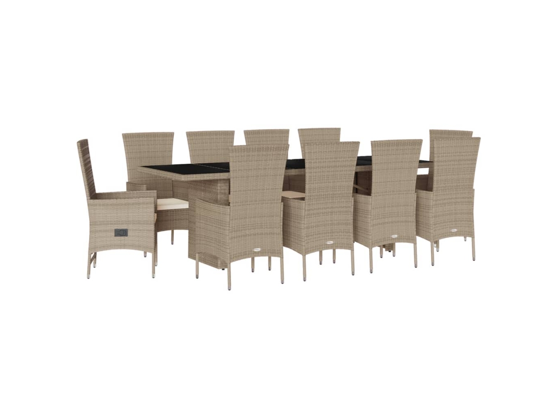 Maison Exclusive - Set Comedor De Jardín 11 Pzas Con Cojines Ratán Sintético Beige