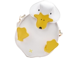 Bolso Pequeño De Hombro Con Estampado De Dibujos Animados En Piel Sintética Blanca Ligera, Portátil Para Mujer.