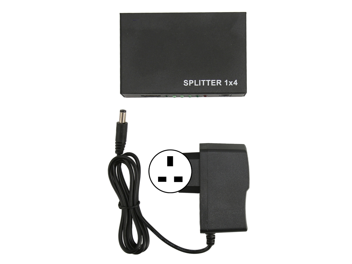 Divisor Hdmi 1x4, 1 Entrada, 4 Salidas, 4k 30hz Hdcp 1.4, Full Hd 1080p Con Enchufe Británico.