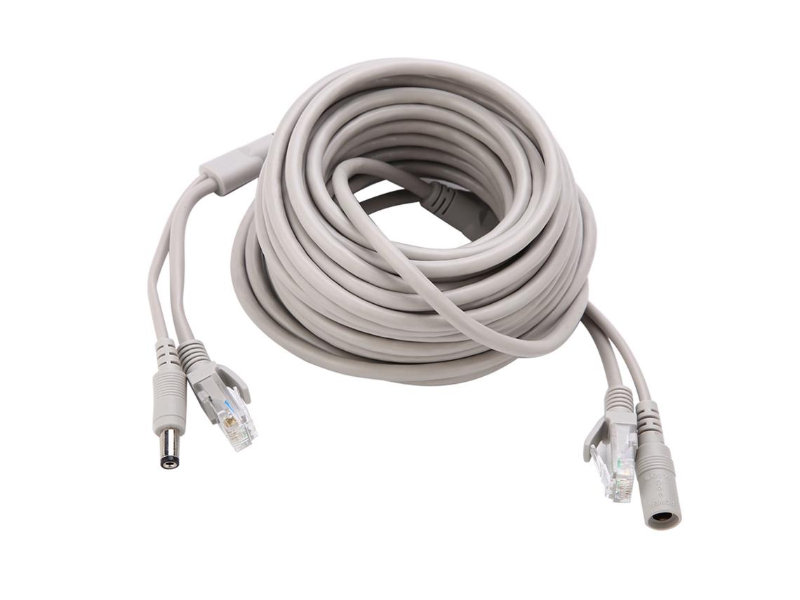 Cable Ethernet Cctv Rj45+dc Para Cámaras Ip Y Sistema Nvr 10/100mbps (15m) Cat 5 Cable