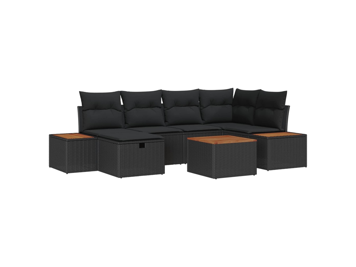 Maison Exclusive - Conjunto de sofás de jardín de 7 piezas en color negro, 55 x 62 x 69 cm