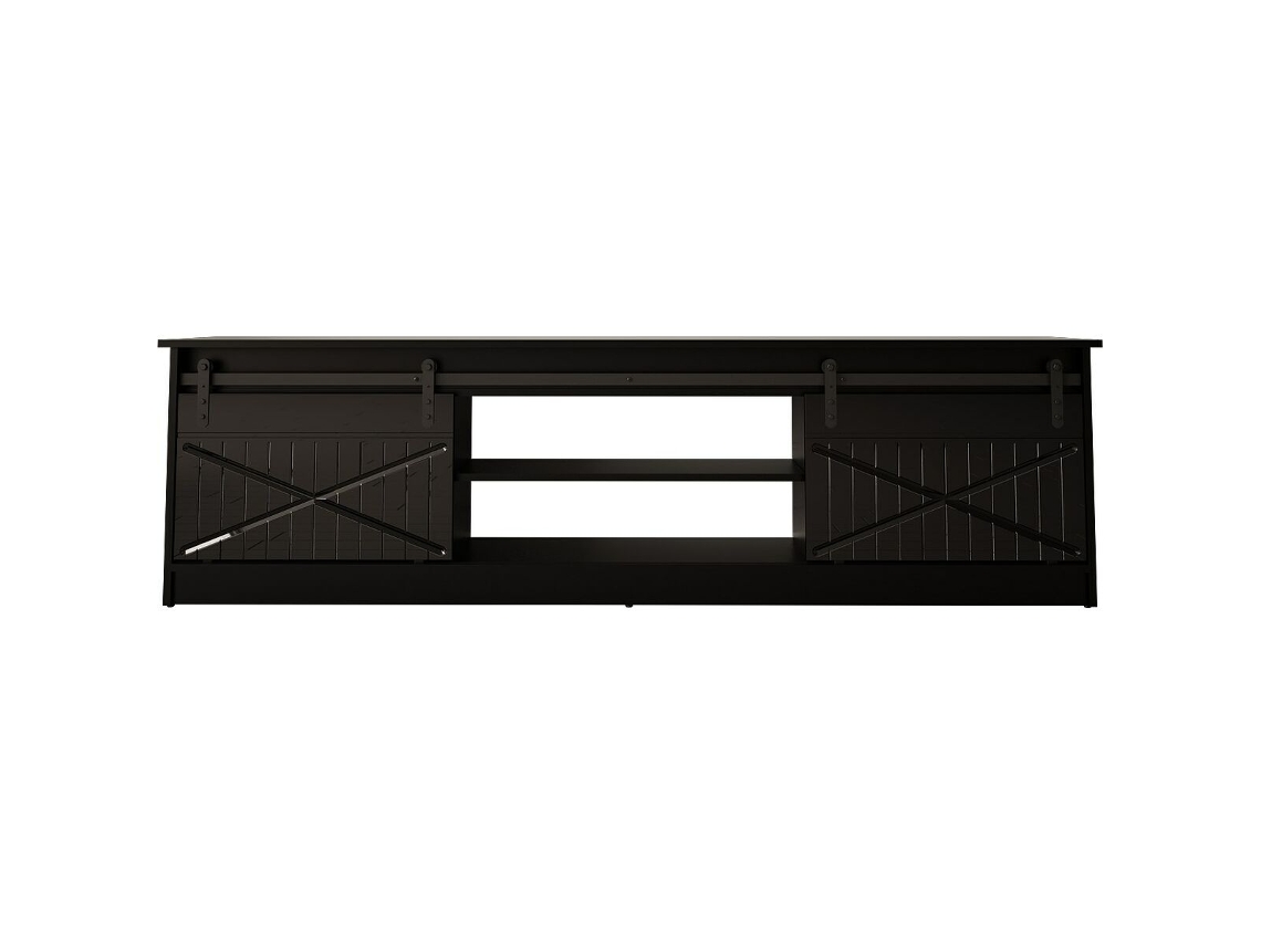 Mueble de TV CAMA MEBLE GRANERO RTV CZ Negro Laminado Madera MDF Aglomerado 200x56,7x35 cm
