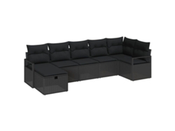 Conjunto de sofá con cojines, 5 piezas, mimbre, Maison Exclusive