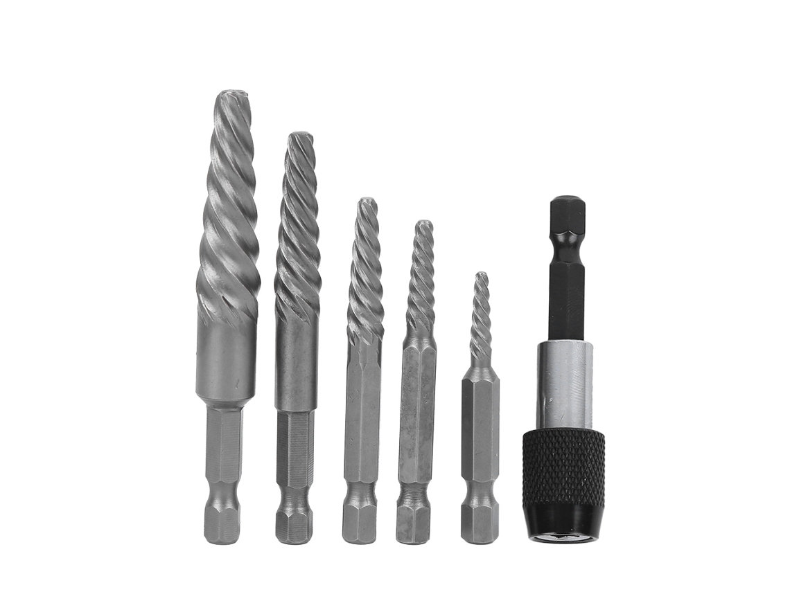 Juego De 6 Extractores De Tornillos Rotos Con Mango Hexagonal Para Extraer Tornillos Dañados.