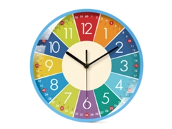Reloj de aprendizaje para niños, silencioso, sin tictac, colorido, para el aula o para jugar. Jeiibrzui