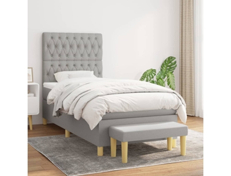 vidaXL Cama con somier y colchón 90x190 cm tela gris claro
