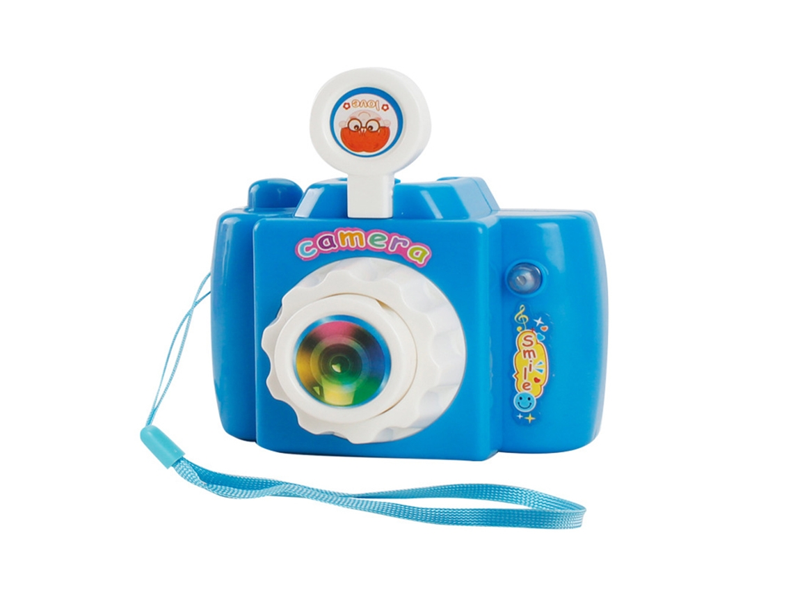 Mini Cámara De Juguete De Plástico Azul Para Niños Con Lente Extensible Y Sonido De Obturador.
