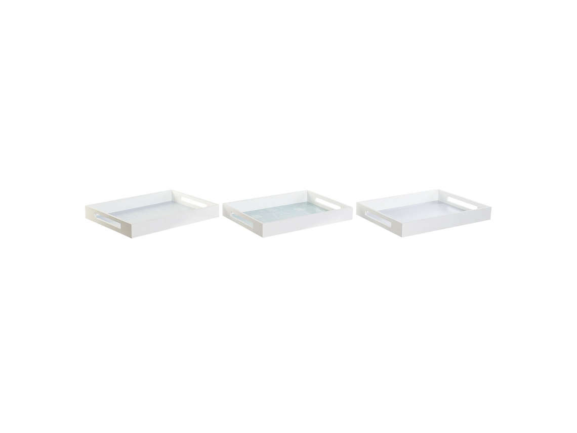 Bandeja DKD HOME DECOR Azul Verde Lila Madera MDF Scandi 40 x 30 x 5 cm (3 Unidades)