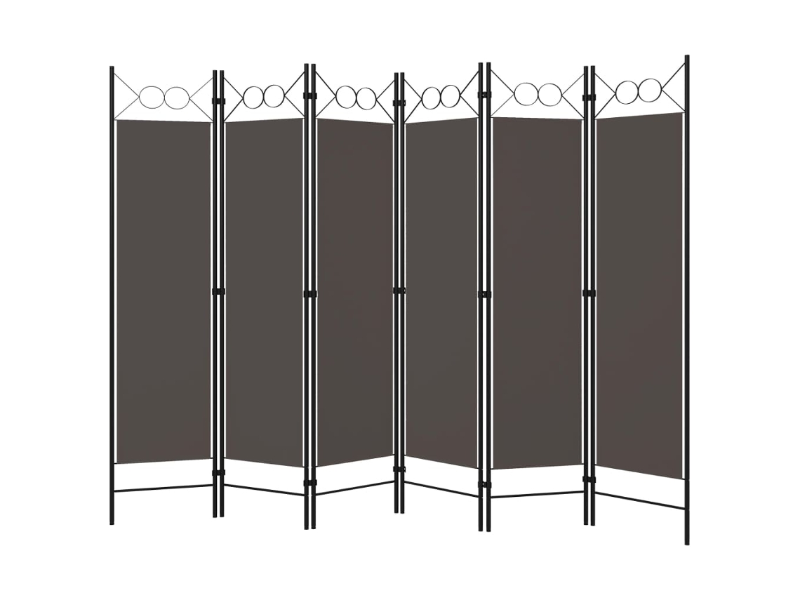 Biombo Divisor | Biombo Separador | Separador De Ambientes De 6 Paneles Gris Antracita 240x180 Cm
