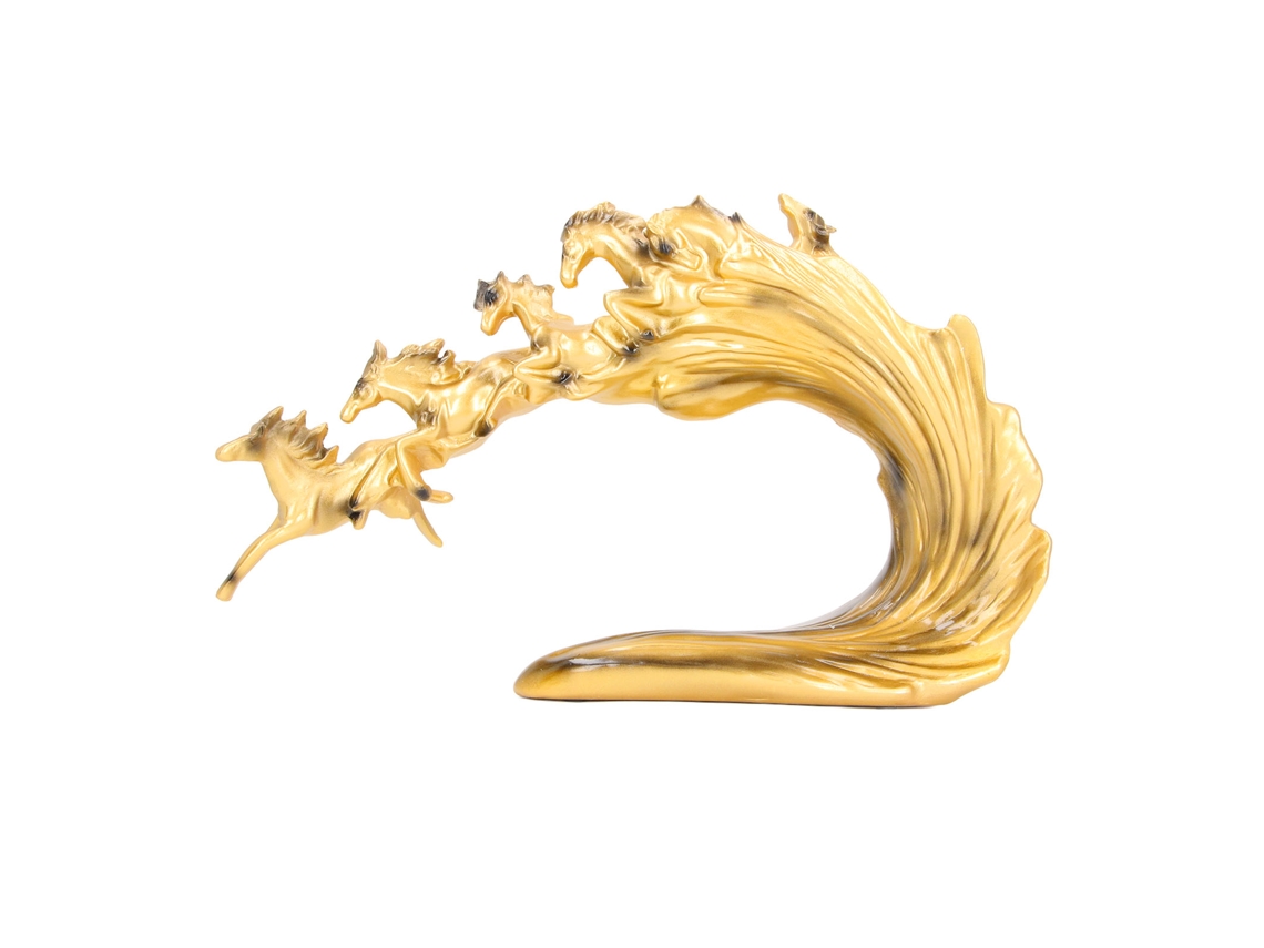 Estatua de caballo dorado para oficina - Arte exquisito