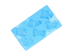 Molde de silicona para tartas con 6 compartimentos y diseño de vehículo, ideal para repostería casera.