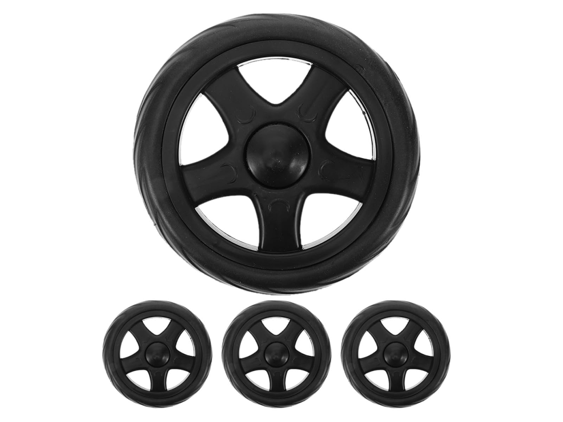Ruedas De Repuesto Para Carrito Plegable, Juego De 4 Ruedas De Plástico Negro.
