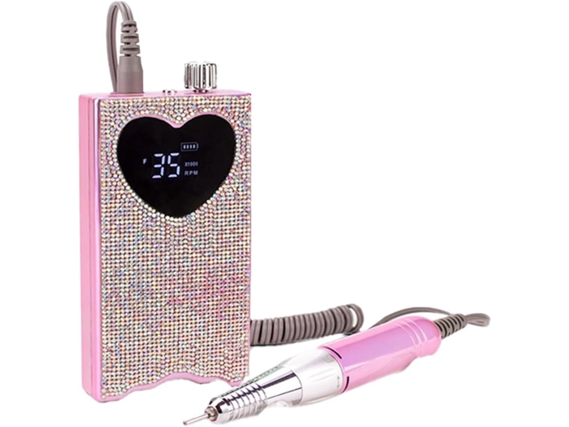 Taladro Eléctrico Para Uñas Con Diamantes De Imitación Recargables, 35.000 Rpm, Forma De Corazón.