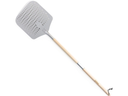 Chef Pomodoro Aluminium Perforado Pizza Longa Pizza Peel 12 X 14 com Alça de Madeira Destacável para Facilitar O Armazenamento