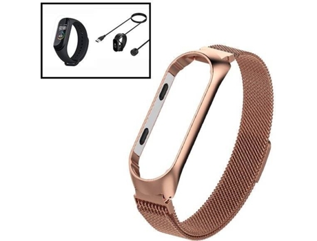 Kit Correa Milanese Loop Cierre Magnético + Cargador Usb Charger + Protector Pantalla Gel Full Cover PHONECARE Xiaomi Mi Band 6, Mi Smart Band 6 Do...