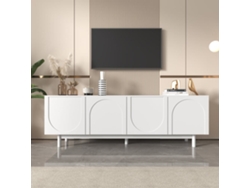 Mueble Tv Moderno 175 X 38 X 56 Cm - Planchas Ajustables, Lowboard Ligero Estilo Lujo - Blanco